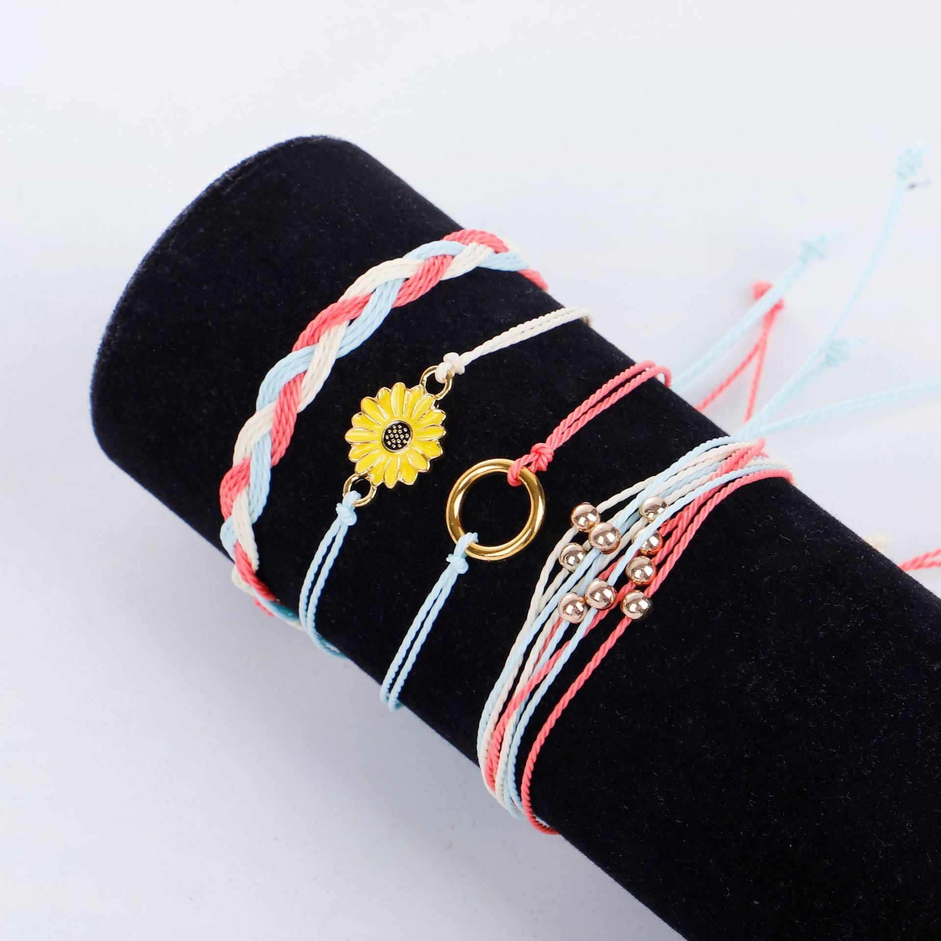 Wholesale Small Daisy Wax Thread Beads Bracelet Set